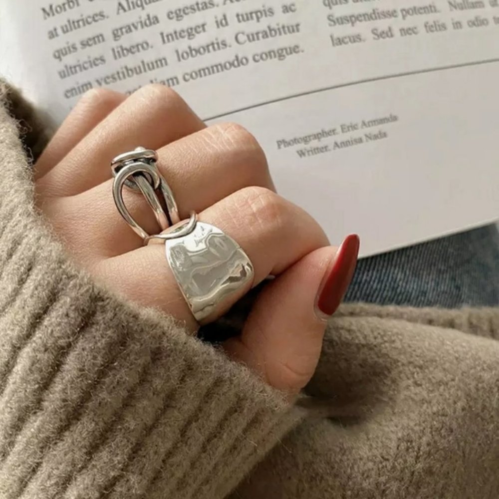 NEW 925 Sterling Silver Adjustable Spoon Ring